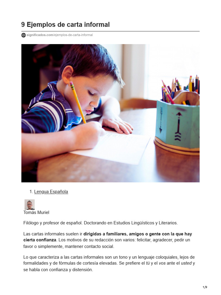 Ejemplos de cartas informales | PDF