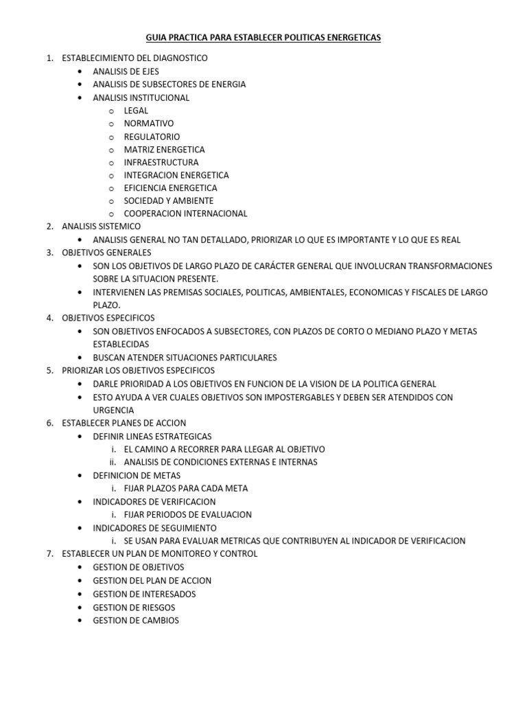 Guia Practica para Establecer Politicas Energeticas | PDF