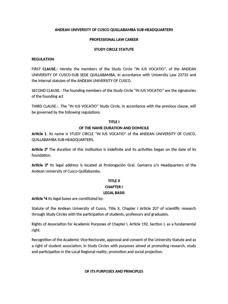 Study Circle Regulations at Andean University | PDF | Board Of ...