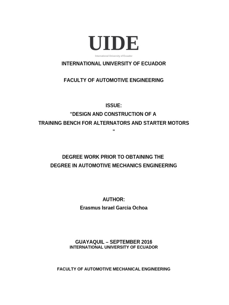Alternator Testing Bench | PDF | Rectifier | Electric Motor