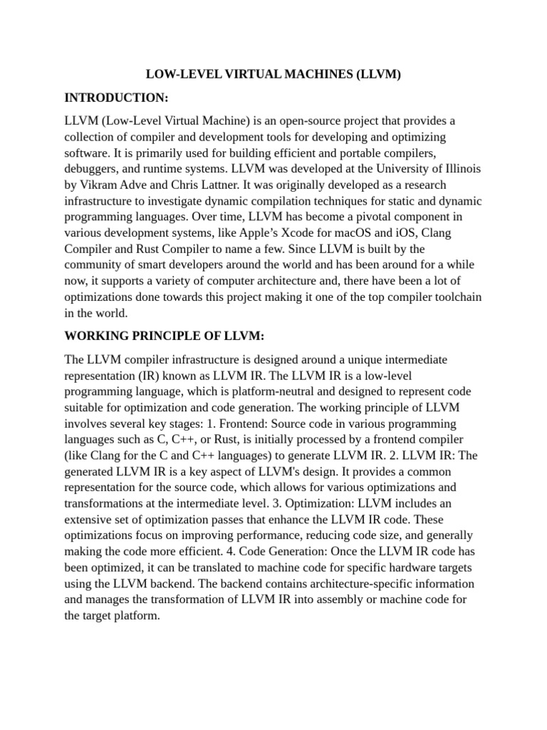 Introduction to LLVM Compiler Infrastructure | PDF