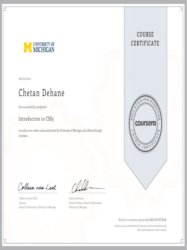 CSS3 Course Certificate from Coursera | PDF