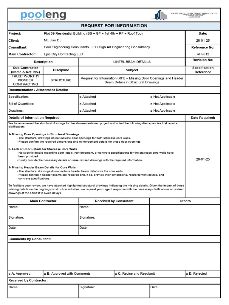 RFI: Missing Structural Details Inquiry | PDF