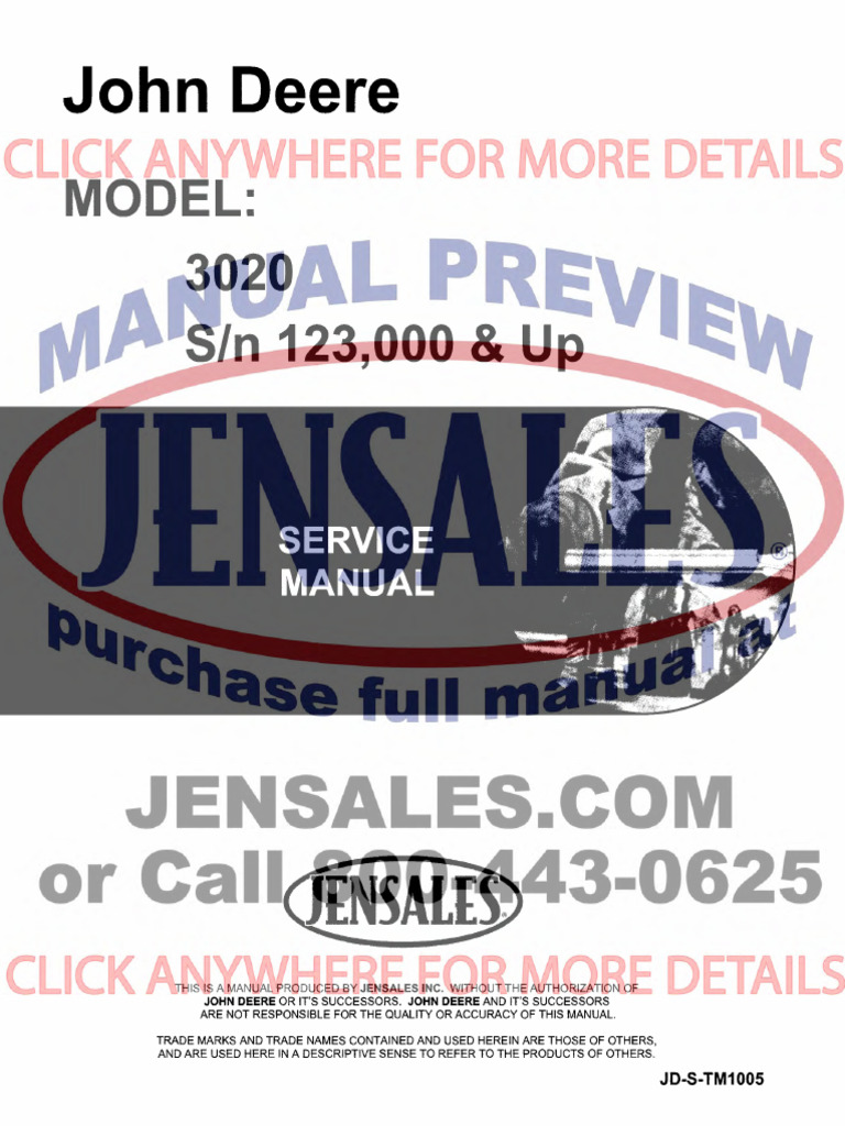John Deere 3020 Technical Manual | PDF | Diesel Engine | Tractor