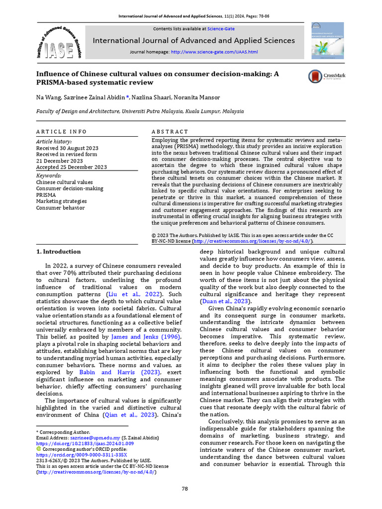 Chinese Cultural Values & Consumer Behavior | PDF | Consumer Behaviour ...
