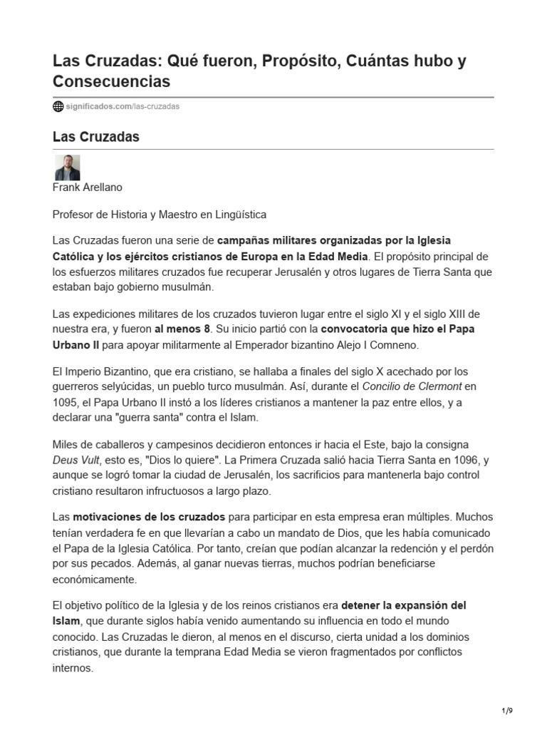Consecuencias de las Cruzadas | PDF | Cruzadas | imperio Bizantino