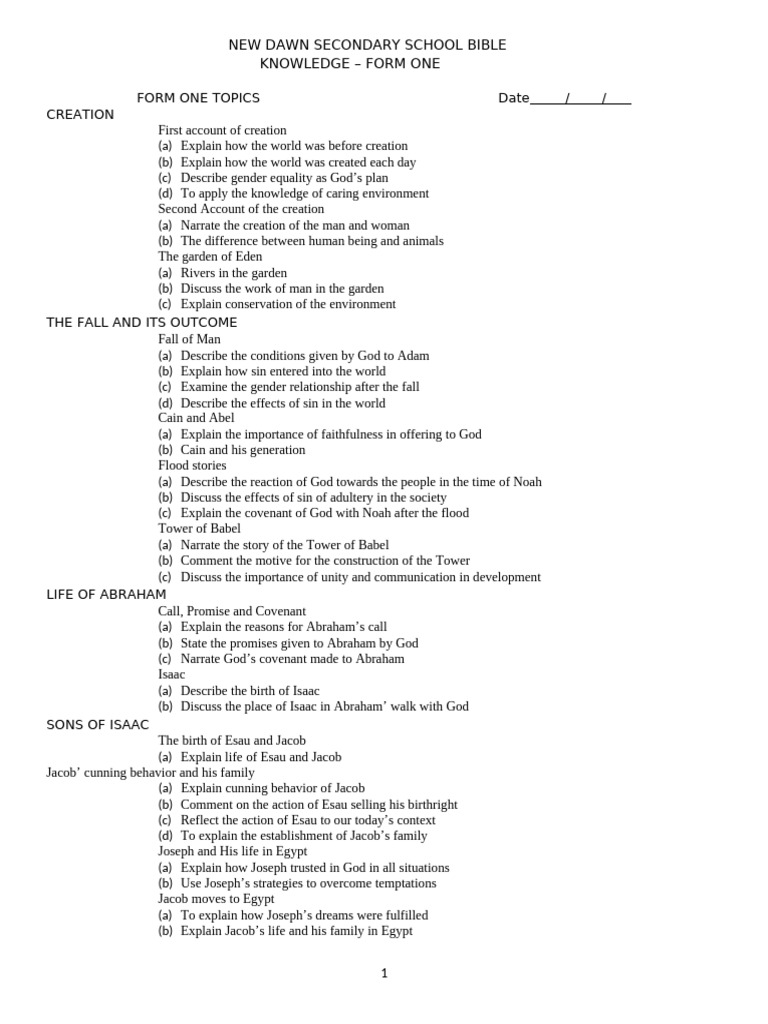 Form 1 And 2 Notes