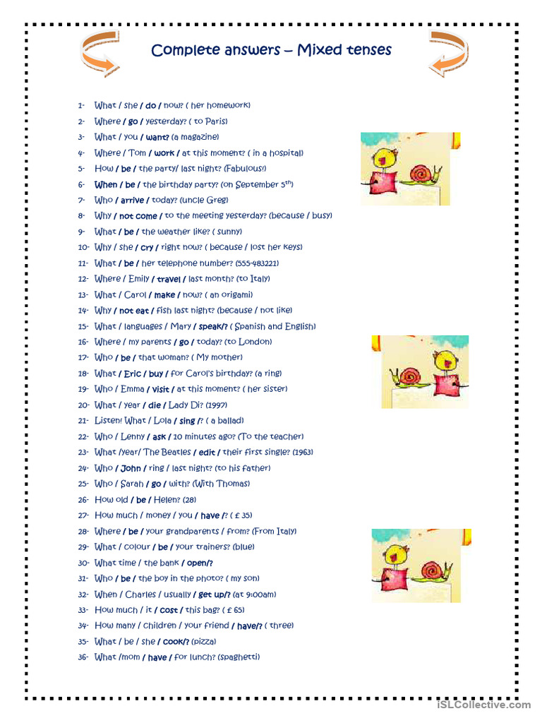 Mixed Tenses Practice Questions | PDF