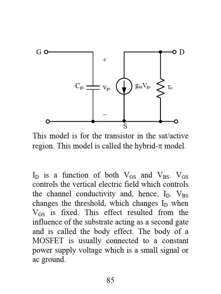 1.6.5 Basic Small-Signal Model of The MOS Transistor: D GS BS GS | PDF ...