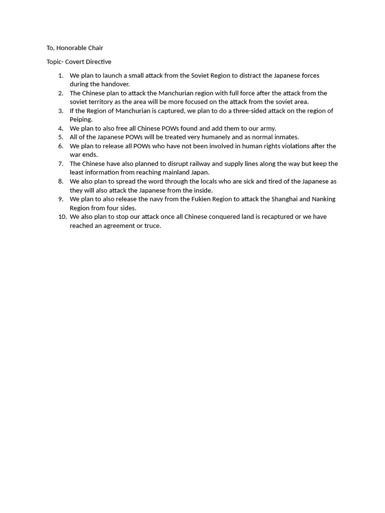 Covert Military Strategy Plan | PDF
