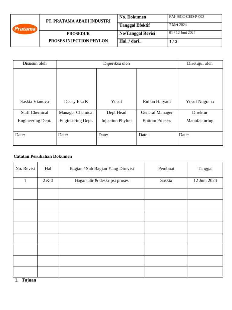 Prosedur Proses Injection Phylon | PDF