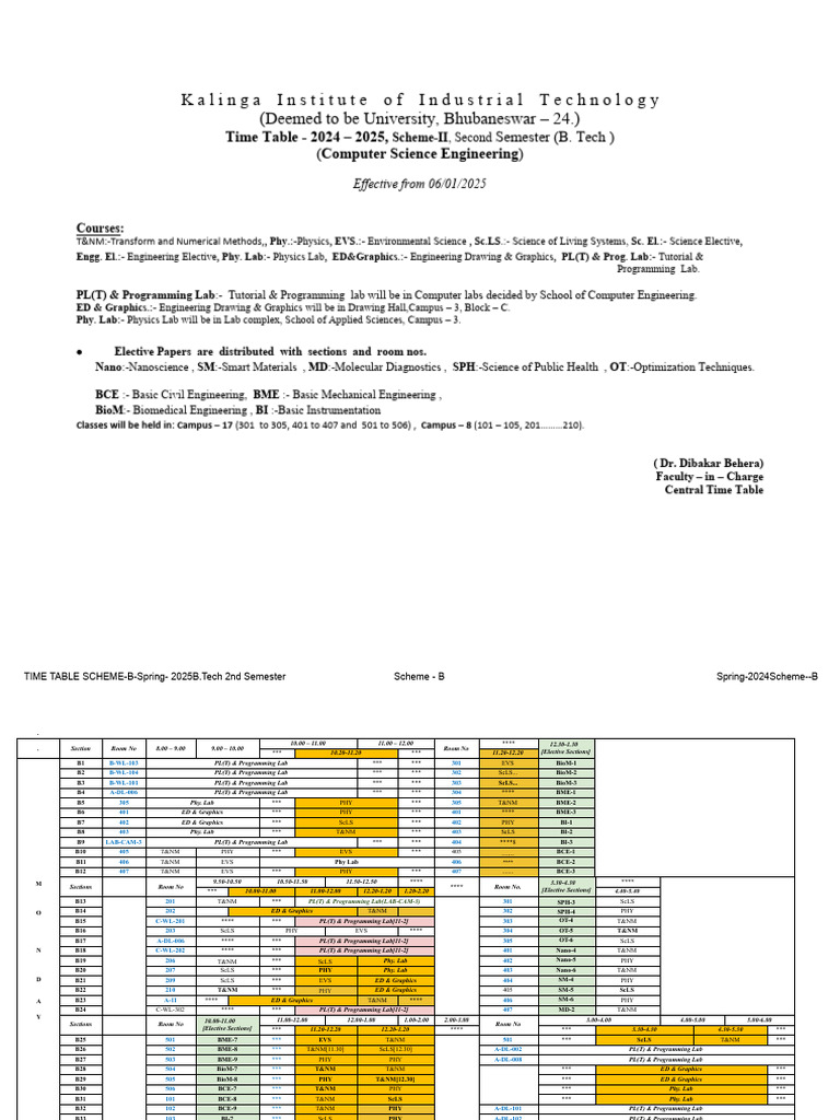 2nd - Time Table - Scheme-B | PDF | Engineering | Academic Discipline ...