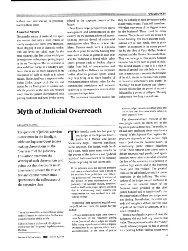 Myths of Judicial Overreach PDF | PDF