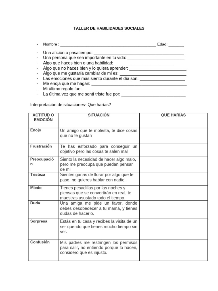 Taller de Habilidades Sociales | PDF