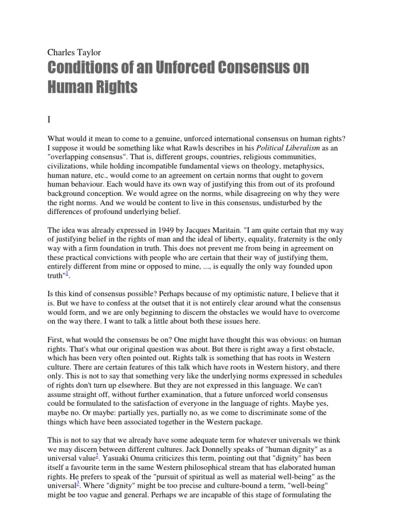 Unforced Consensus on Human Rights | PDF | Natural And Legal Rights ...