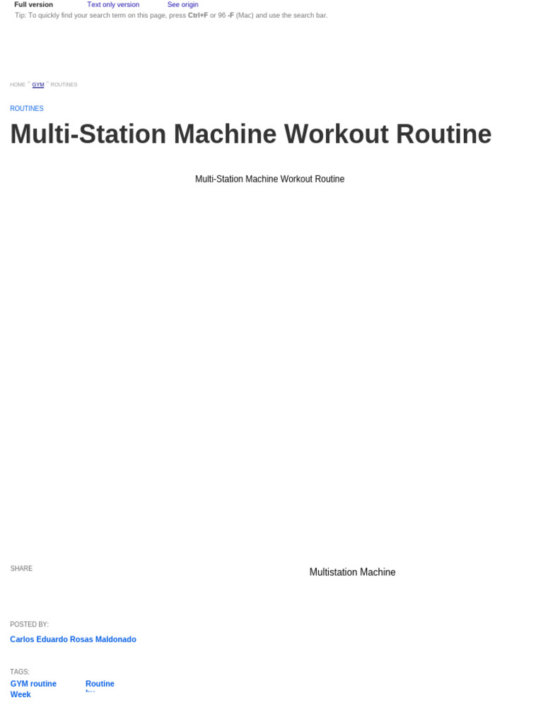 Multi-Station Machine Workout Guide | PDF | Strength Training | Weight ...