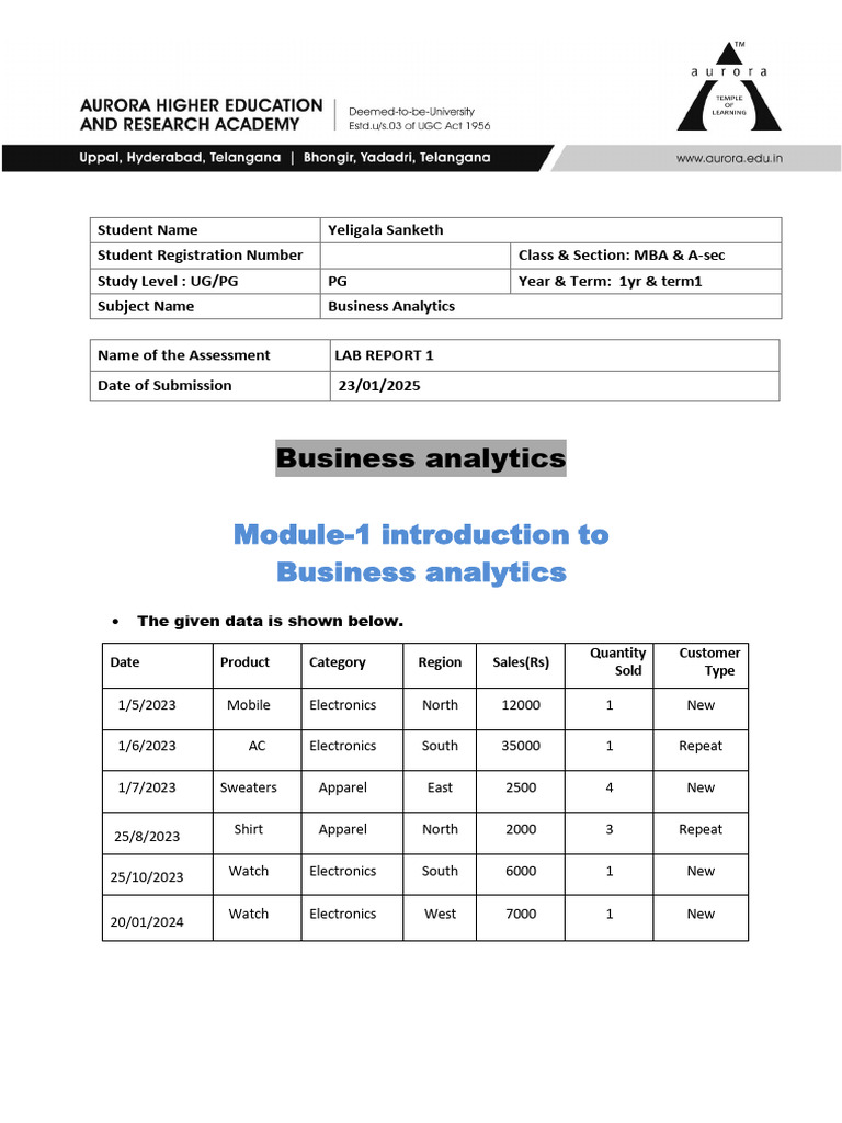 BA lab report 1 | PDF | Information Retrieval | Information Technology ...