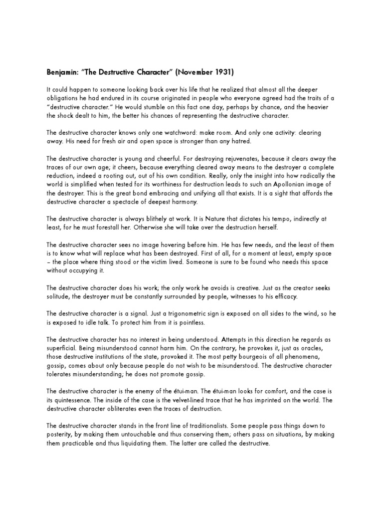 Destruct Character | PDF