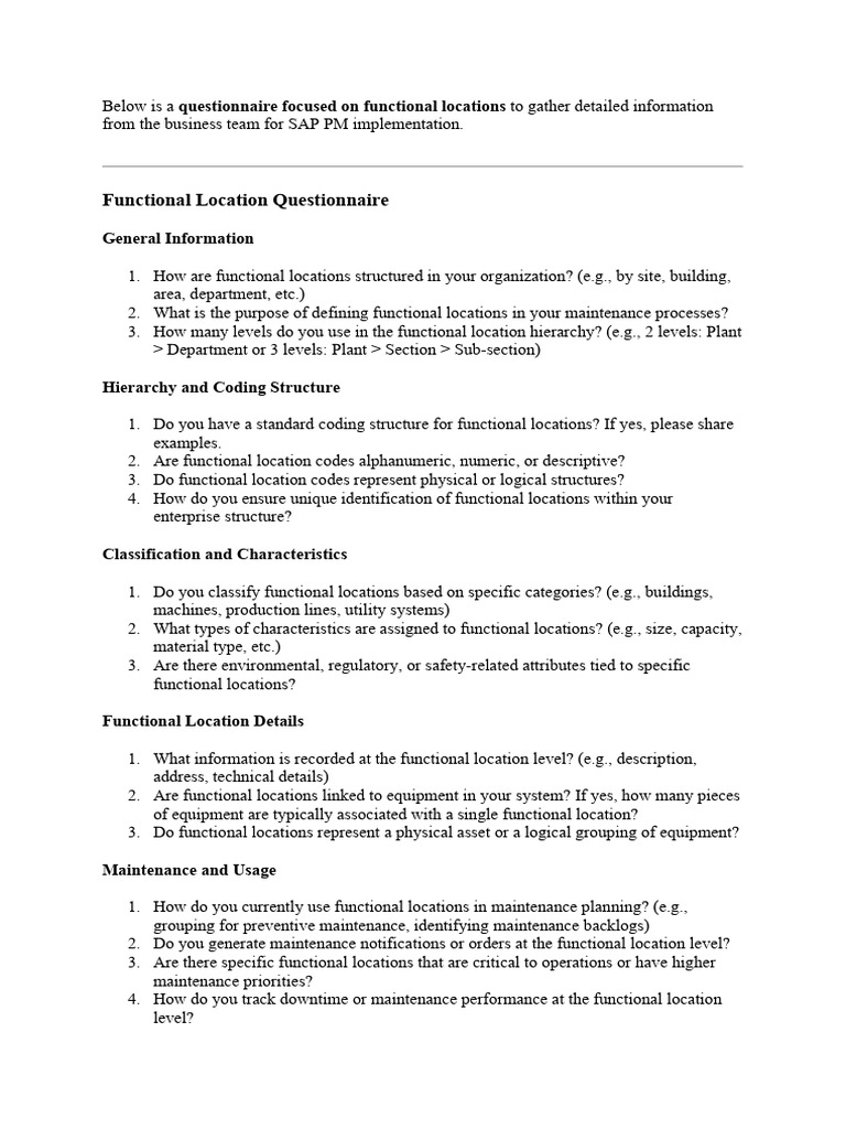 SAP PM Functional Location Insights | PDF | Information | Business