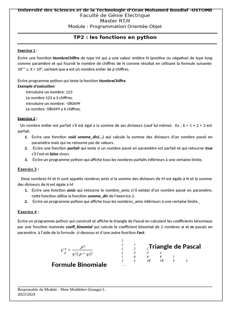 Exercices de Programmation en Python | PDF | Paradigme de programmation ...