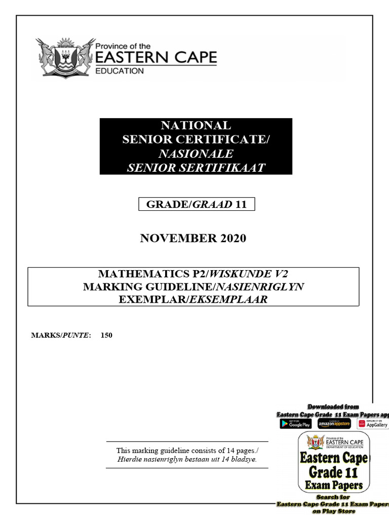MATH P2 G11 2020 MEMO NOV2020 - Eng - Afr | PDF | Euclidean Geometry ...
