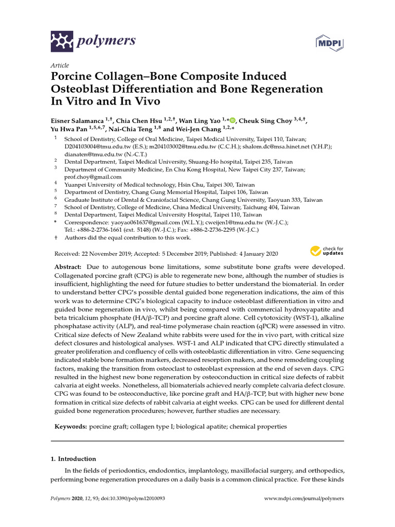 Porcine Collagen Graft for Bone Regeneration | PDF | Primer (Molecular ...