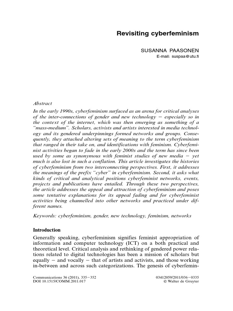 Revisiting Cyberfeminism | PDF | Feminism | Gender Studies