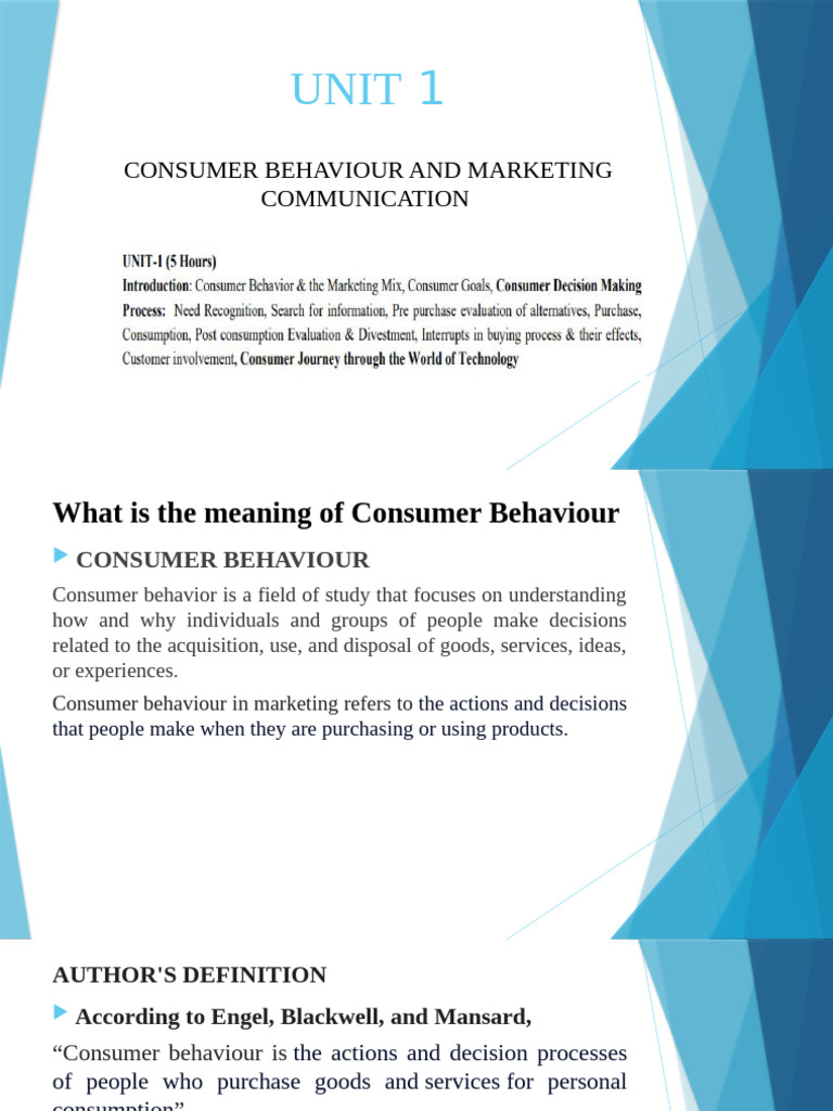 CBMC Unit 1 | PDF | Consumer Behaviour | Behavior