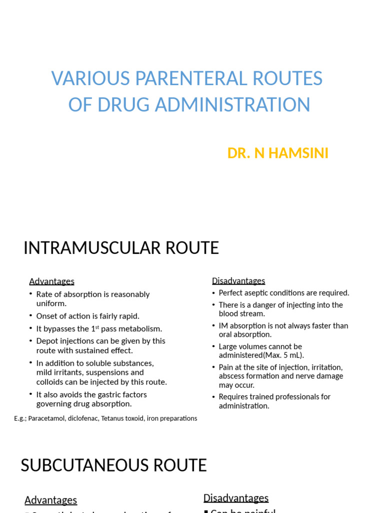 Parenteral Drug Administration Overview | PDF | Injection (Medicine ...