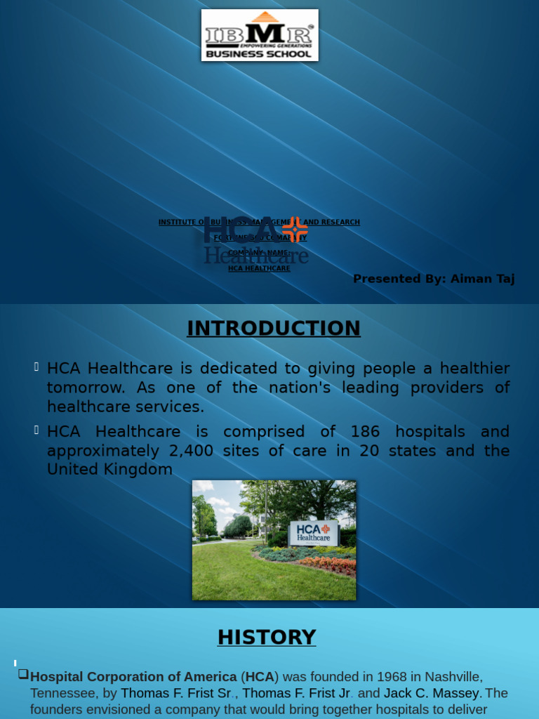 HCA Healthcare: Overview & Strategies | PDF | Health Care | Medicine