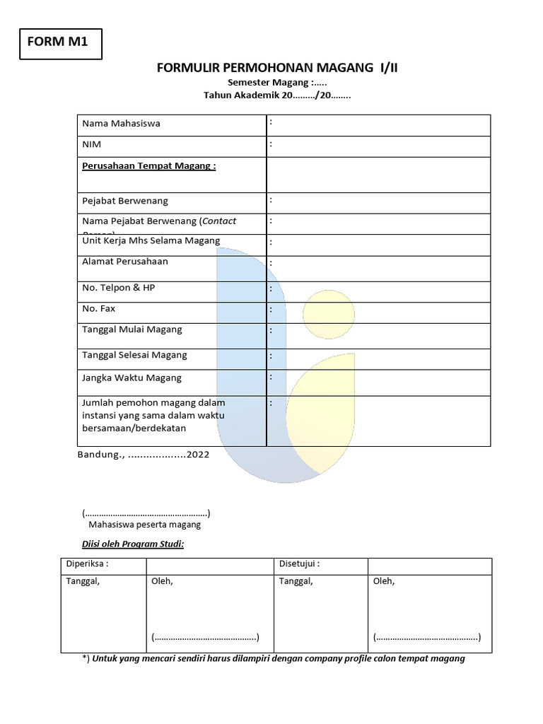Formulir Magang Mahasiswa S1 Akuntansi | PDF
