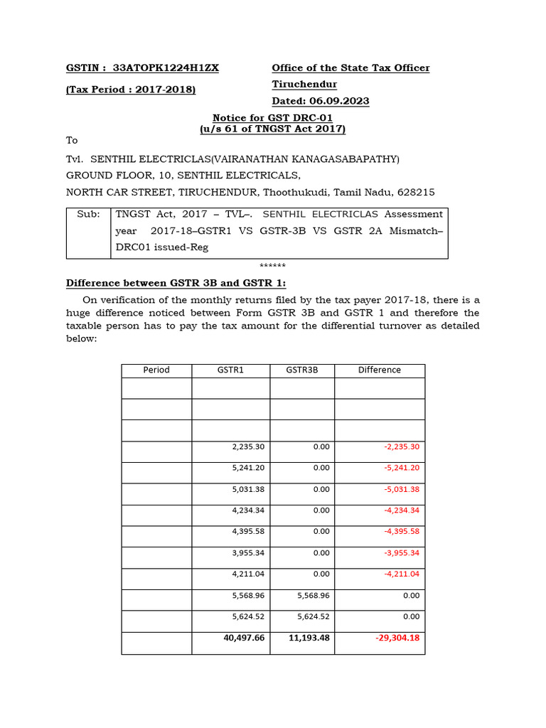 GST Notice: GSTR Mismatch 2017-18 | PDF | Taxes | Economies