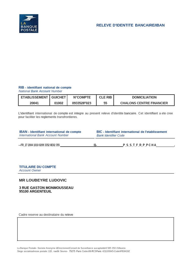 RIB et IBAN à La Banque Postale | PDF