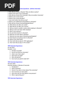 Lithuania TRP interview Questions by sami