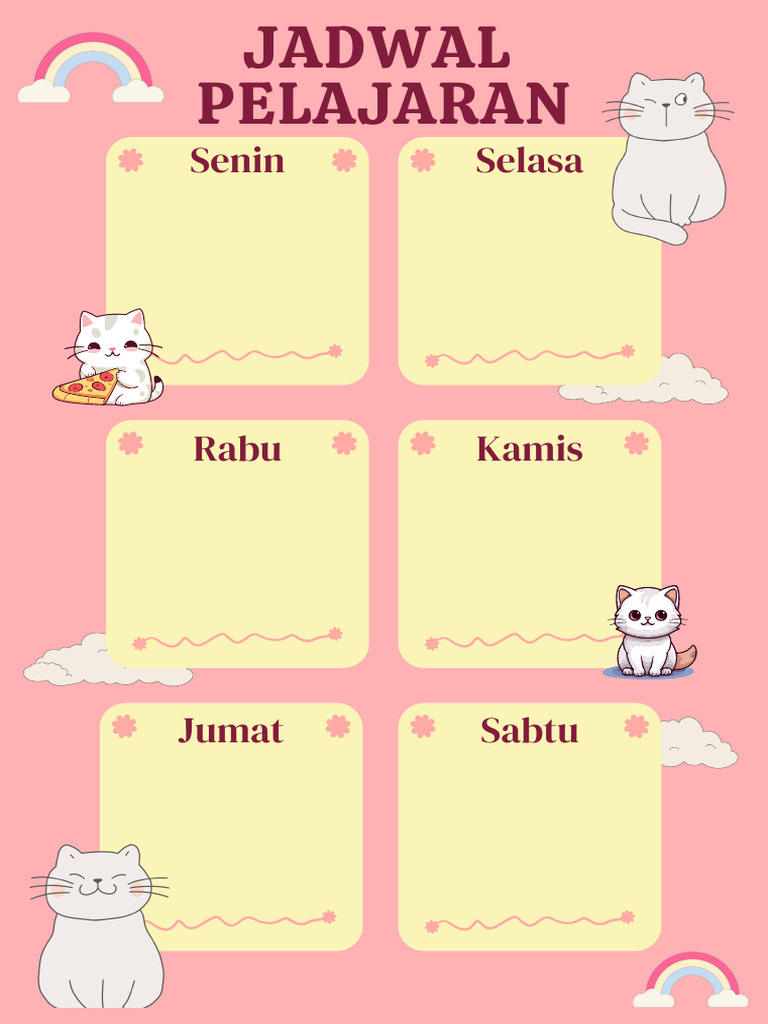 Pink Jadwal Pelajaran Dokumen A4 Portrait | PDF