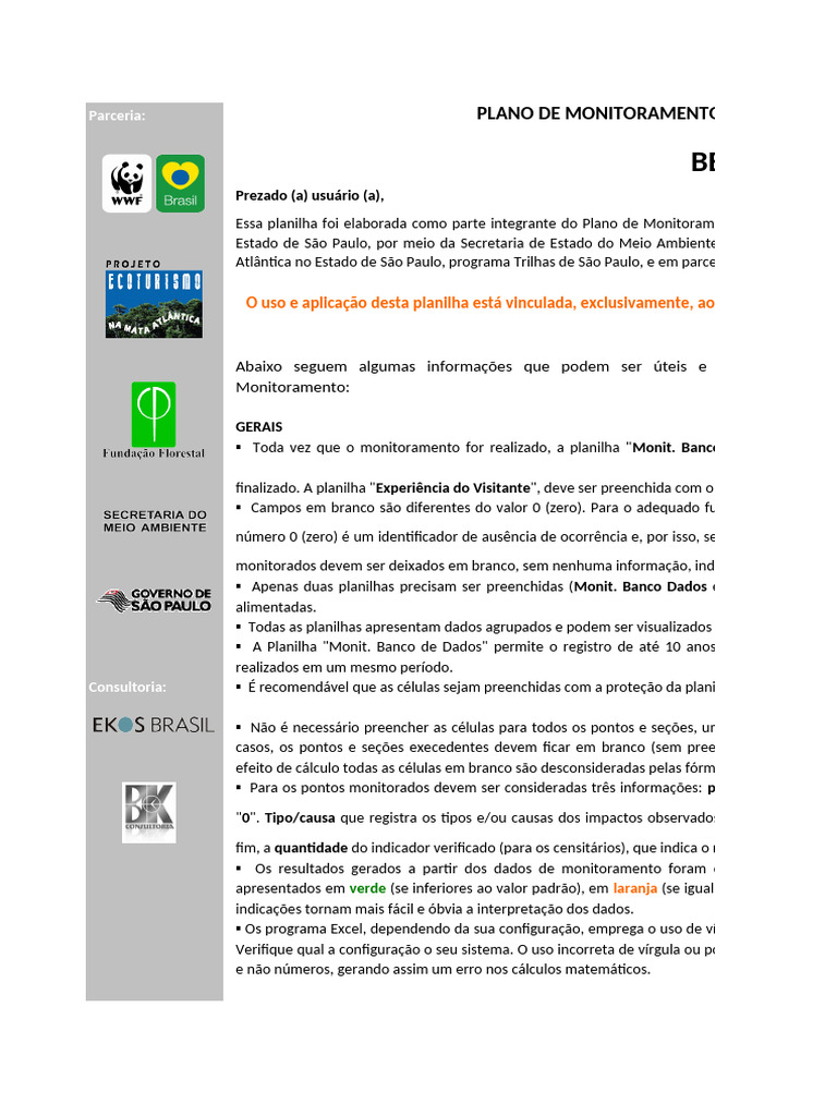 Plano de Monitoramento e Gestão Ambiental | PDF | Dados | Bancos de dados