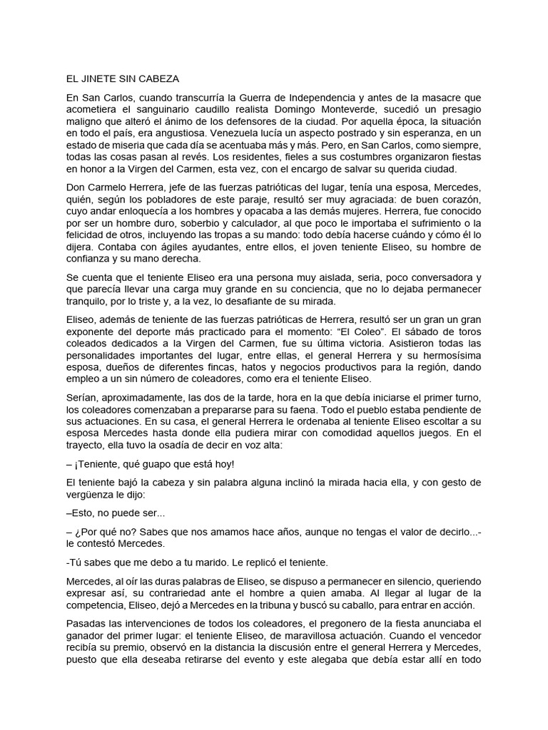 La leyenda del jinete sin cabeza | PDF