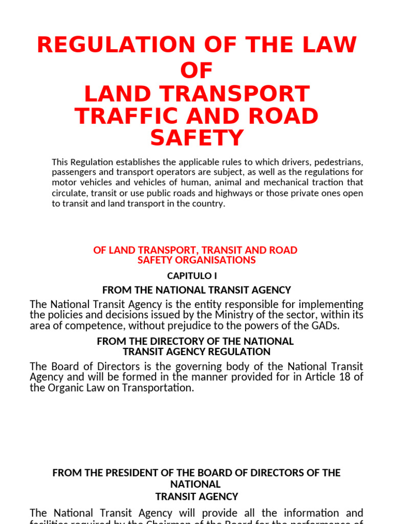 Land Transport Rules and Regulations | PDF | Driver's License | Traffic