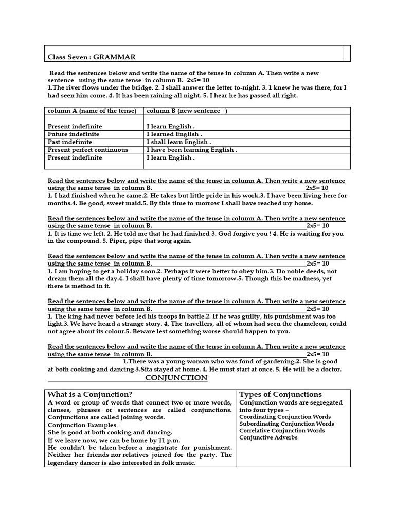 CLASS SEVEN GRAMMAR Final | PDF