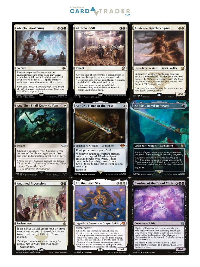 Spirits Deck List Print Complete | PDF