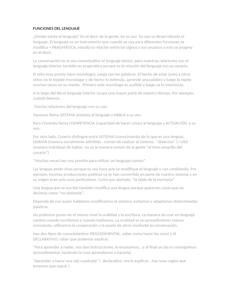 Funciones del Lenguaje y su Uso | PDF | Escritura | Lingüística