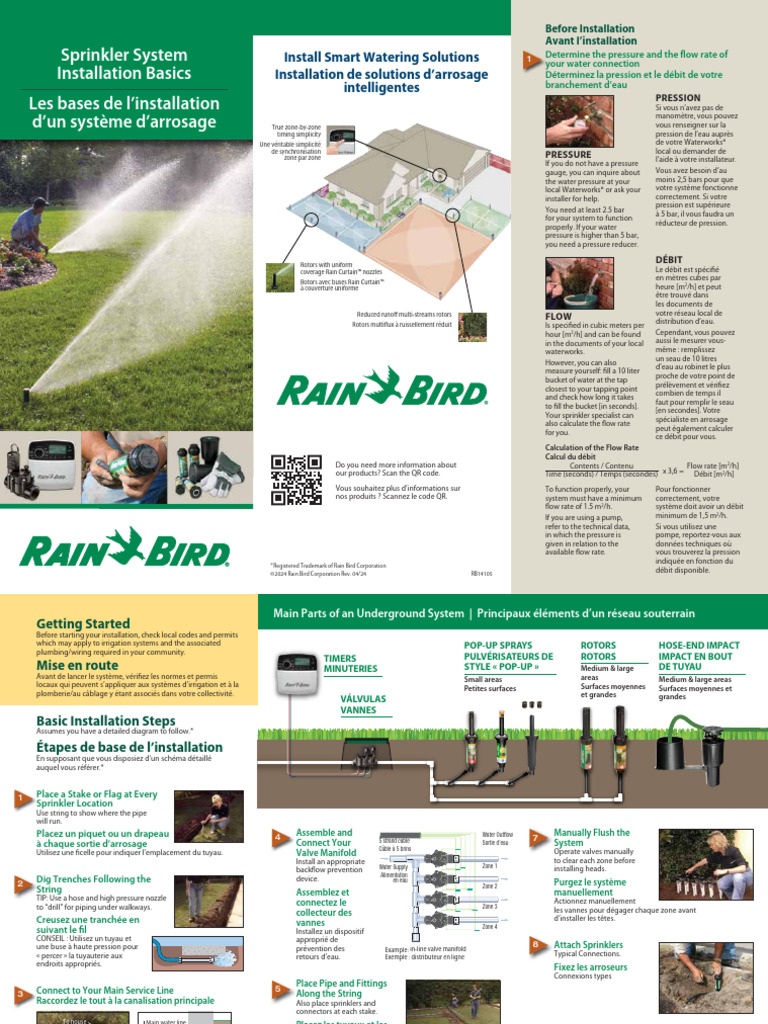 Rain Bird - Installation Guide PDF | PDF | Tuyau | Génie hydraulique