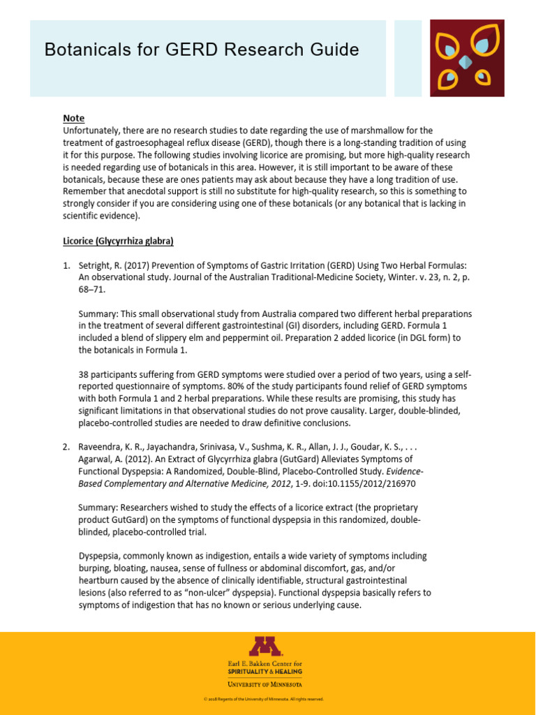 Botanicals For GERD Research Guide - v2 | PDF | Indigestion ...