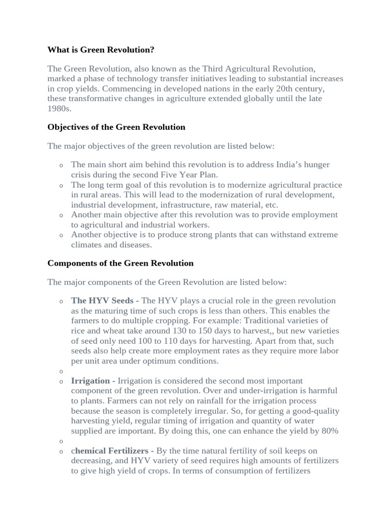Components of India's Green Revolution | PDF | Green Revolution ...