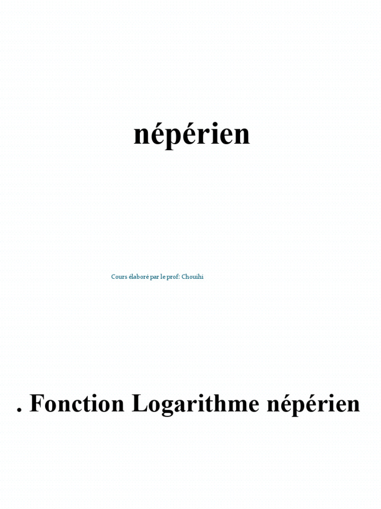 Fonction Logarithme et Exponentielle | PDF | Limite (mathématiques ...