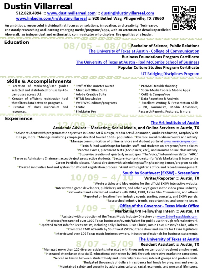 Marketing & PR Career Highlights | PDF | University Of Texas At Austin ...