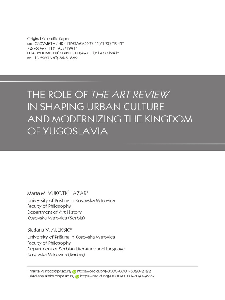 Marta Vukotic Lazar, Slađana Aleksić, The Role of The Art Review in ...