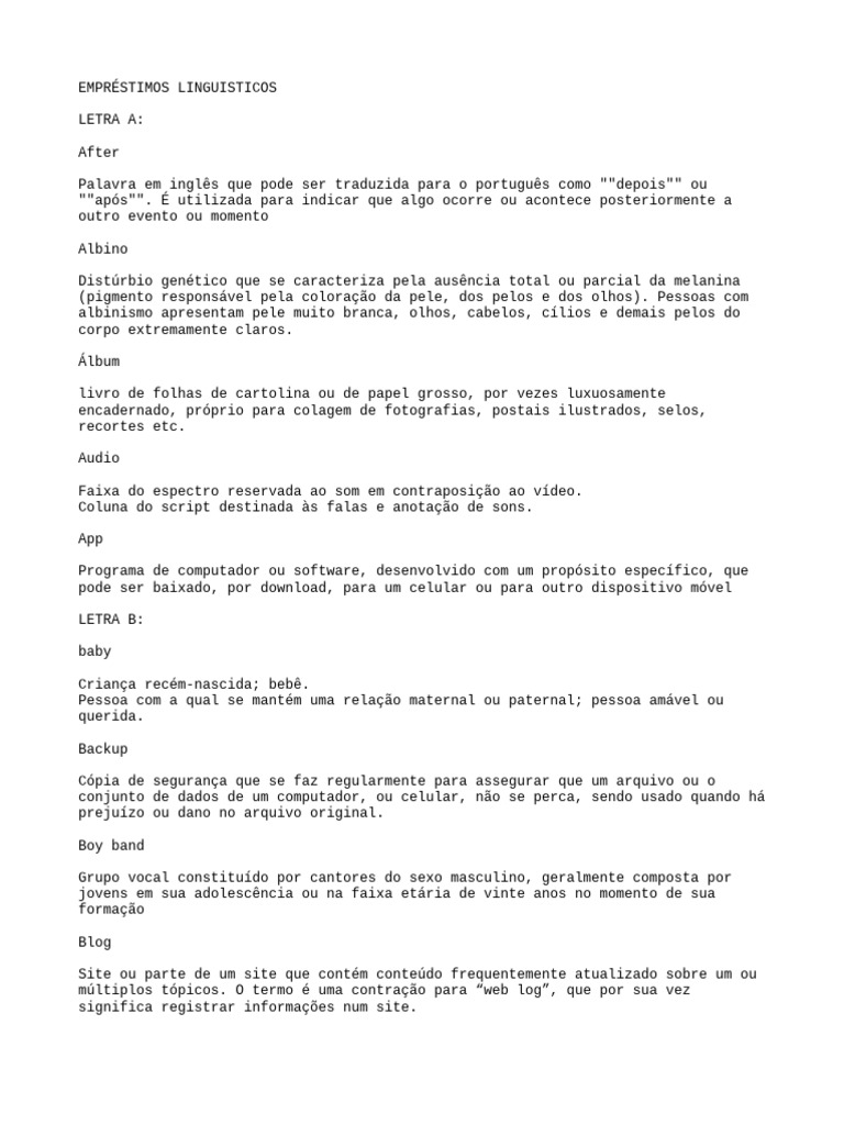 Empréstimos Linguísticos: A a F | PDF | Rede de computadores | Internet