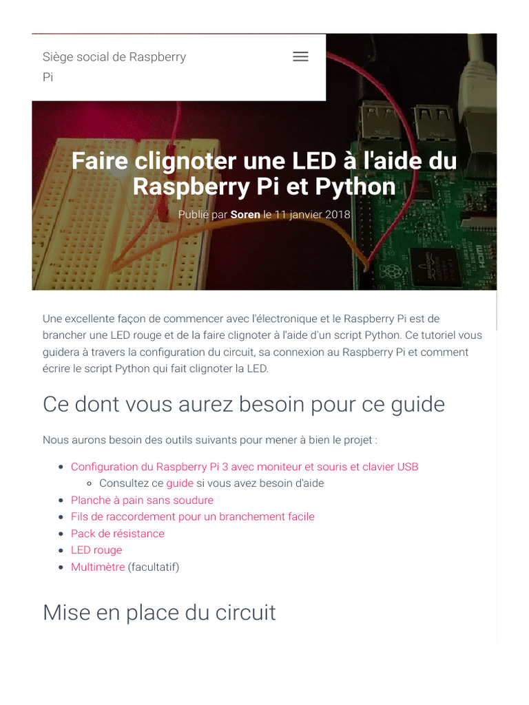 Faire clignoter une LED avec Raspberry Pi | PDF | Résistance (composant ...