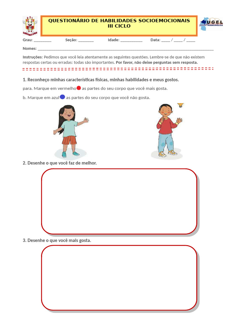 Questionário de Habilidades Socioemocionais | PDF | Roupas